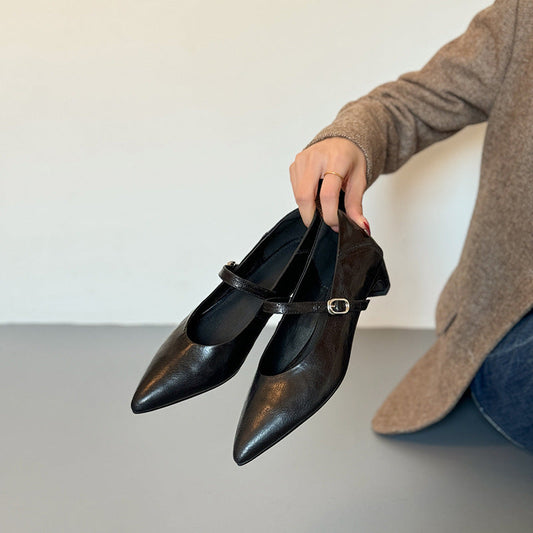 Correa que Marca la Diferencia｜Zapatos de Tacón Bajo