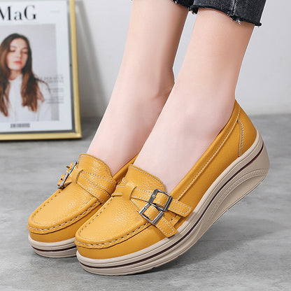Zapatos de plataforma de suela gruesa de cuero genuino