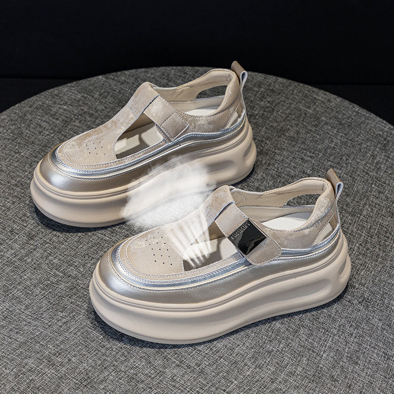 Mocasines de piel genuina con plataforma