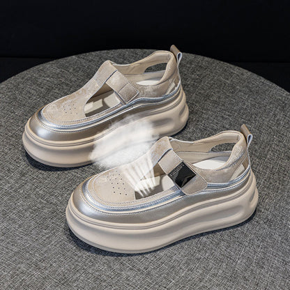 Mocasines de piel genuina con plataforma