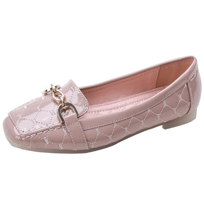 Zapatitos de cuero con punta cuadrada, suela suave y cómoda