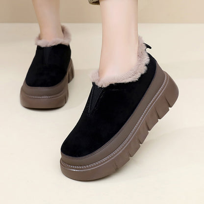 Botas de nieve de ante con suela gruesa antideslizante