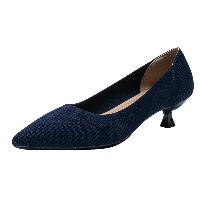 Zapatos de punto con suela suave y tacón medio, elegantes
