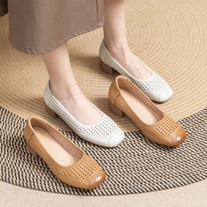 Zapatos de piel genuina de corte bajo para mujer – Nuevo