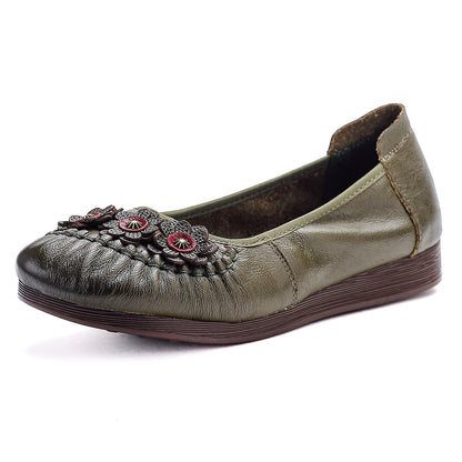 Zapatos étnicos – punta redonda, corte bajo, suela plana