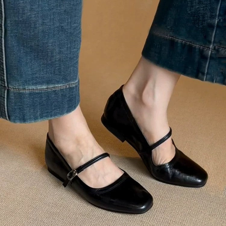 Zapatos planos de piel de cordero estilo francés