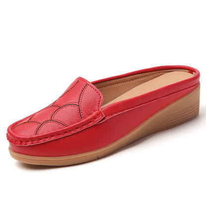 Zapatos casuales de piel genuina con tacón de cuña