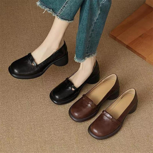 Zapatos retro francés – punta redonda, corte bajo
