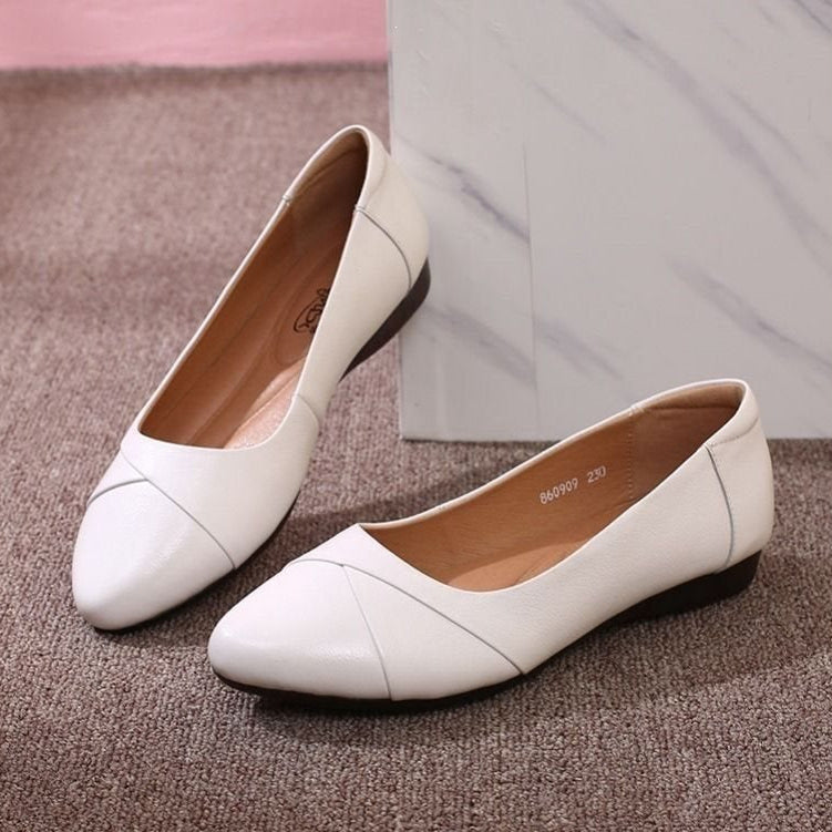Zapatos para mujer de piel suave con suela de goma flexible y cómoda
