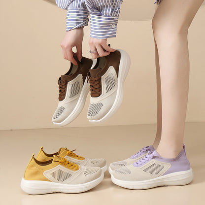 Zapatos deportivos de malla con punta redonda y suela suave