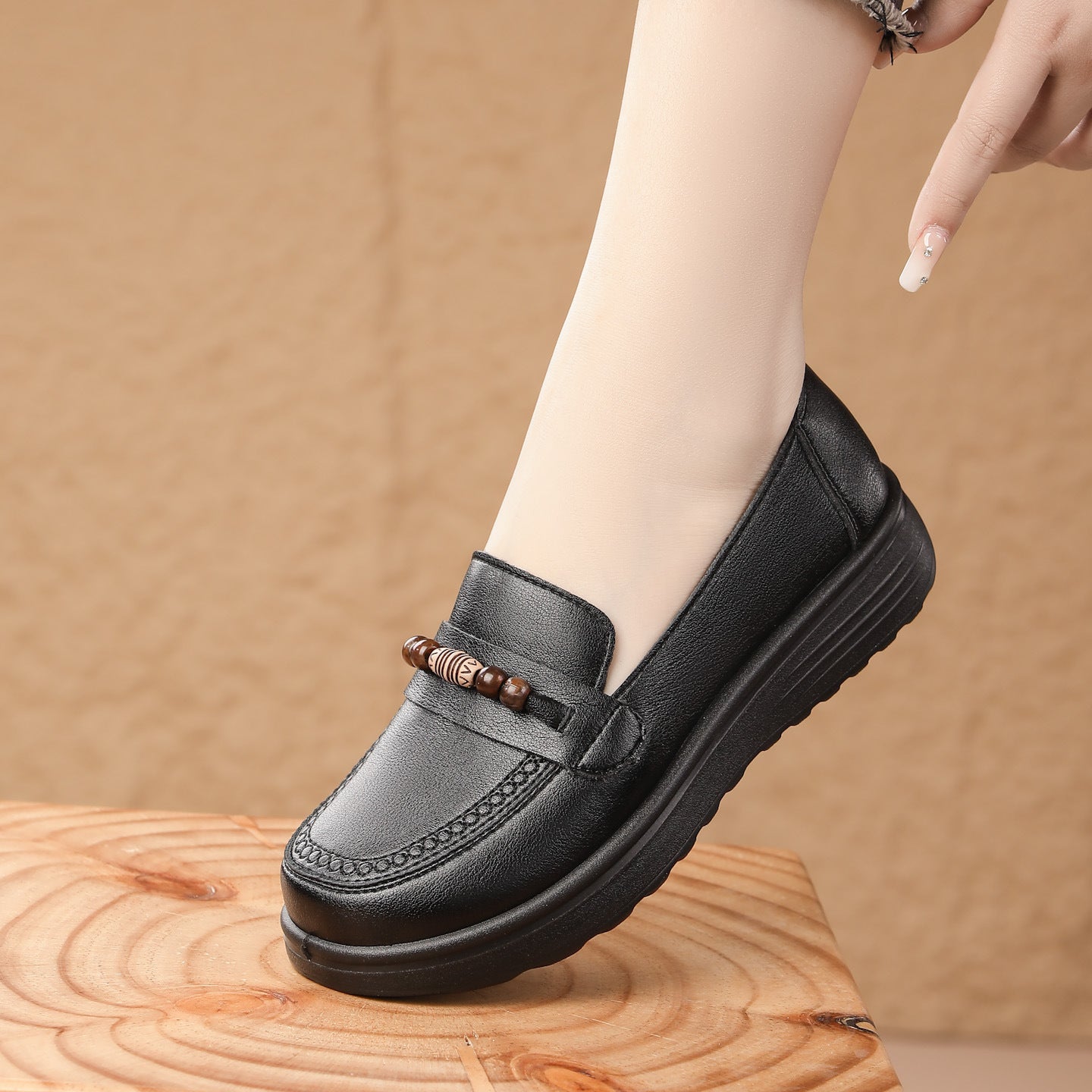 Mocasines de piel suave tipo slip-on
