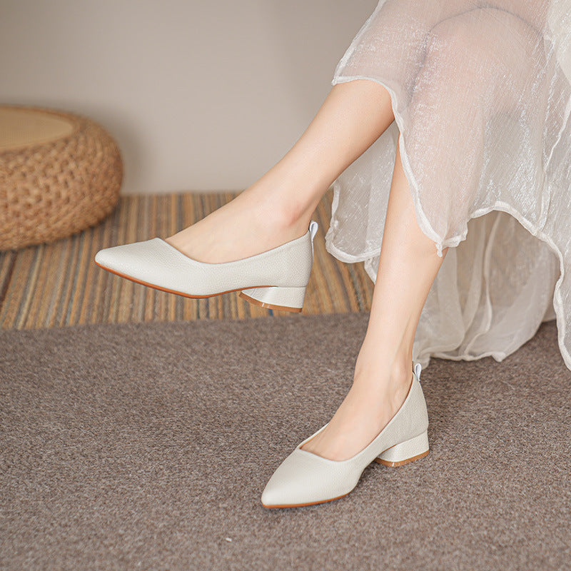Tacones Bajos de Punta Fina para Mujer