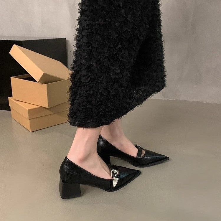 Zapatos de Tacón Bajo con Hebilla Elegantes