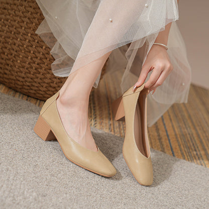 Zapatos de piel auténtica tacón ancho (varios tamaños disponibles)