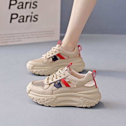 Zapatillas deportivas de suela gruesa y malla transpirable