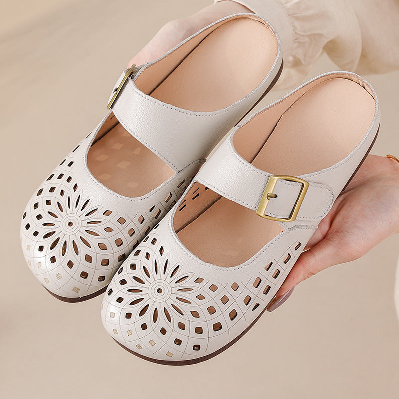Zapatos de piel genuina con agujeros y suela suave