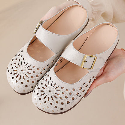Zapatos de piel genuina con agujeros y suela suave