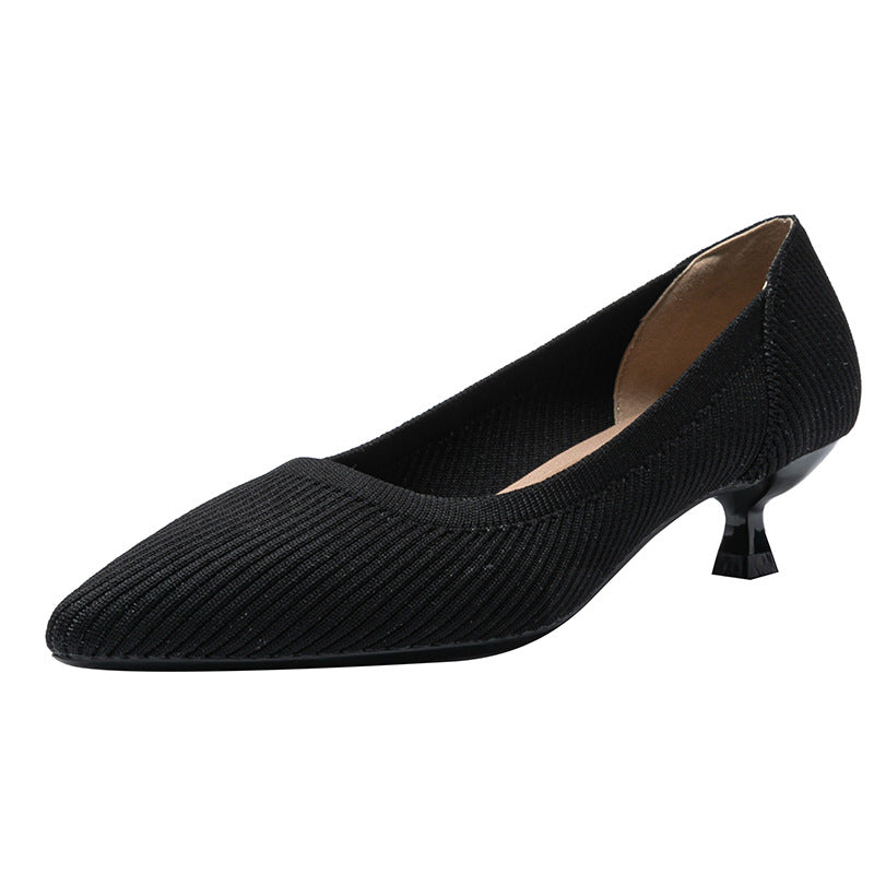 Zapatos de punto con suela suave y tacón medio, elegantes