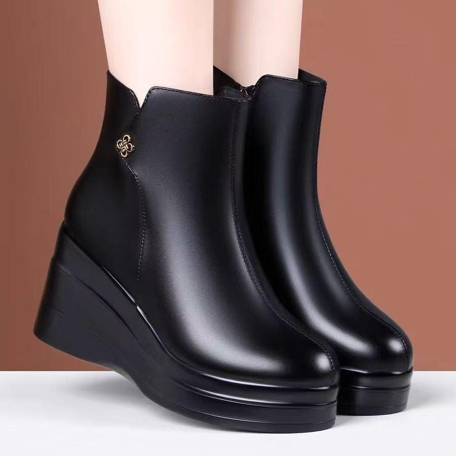 Botines de Cuña Cómodos con Cremallera Lateral