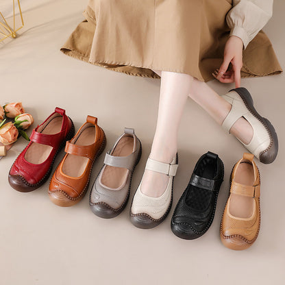 Zapatos de piel genuina cosidos a mano para mujer
