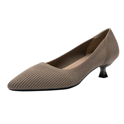 Zapatos de punto con suela suave y tacón medio, elegantes