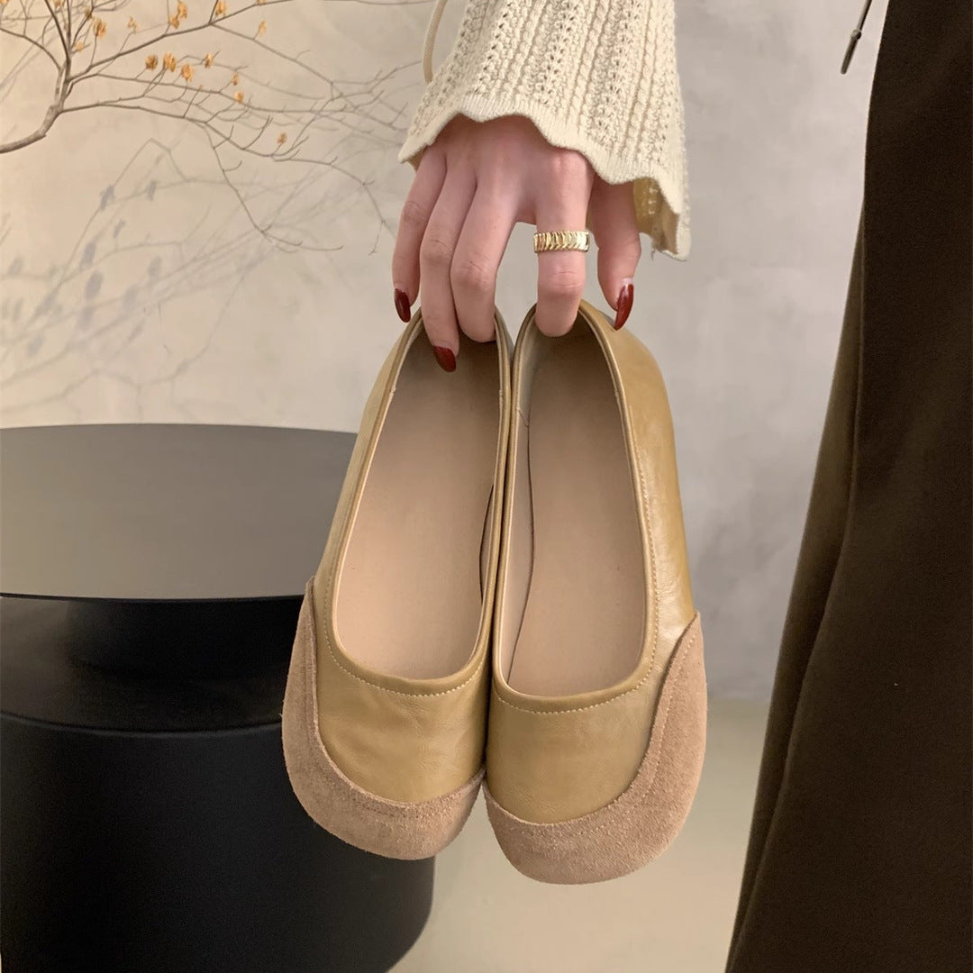 Zapatos planos de piel suave genuina