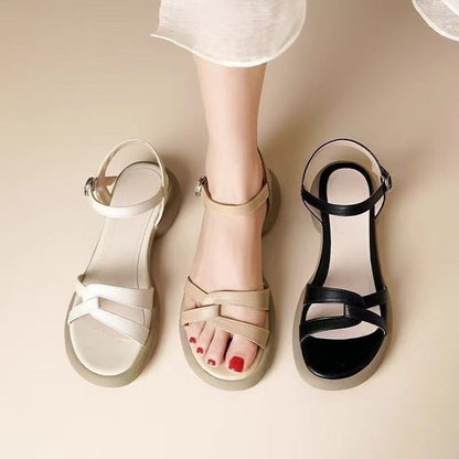 Sandalias de piel genuina con suela suave y antideslizante
