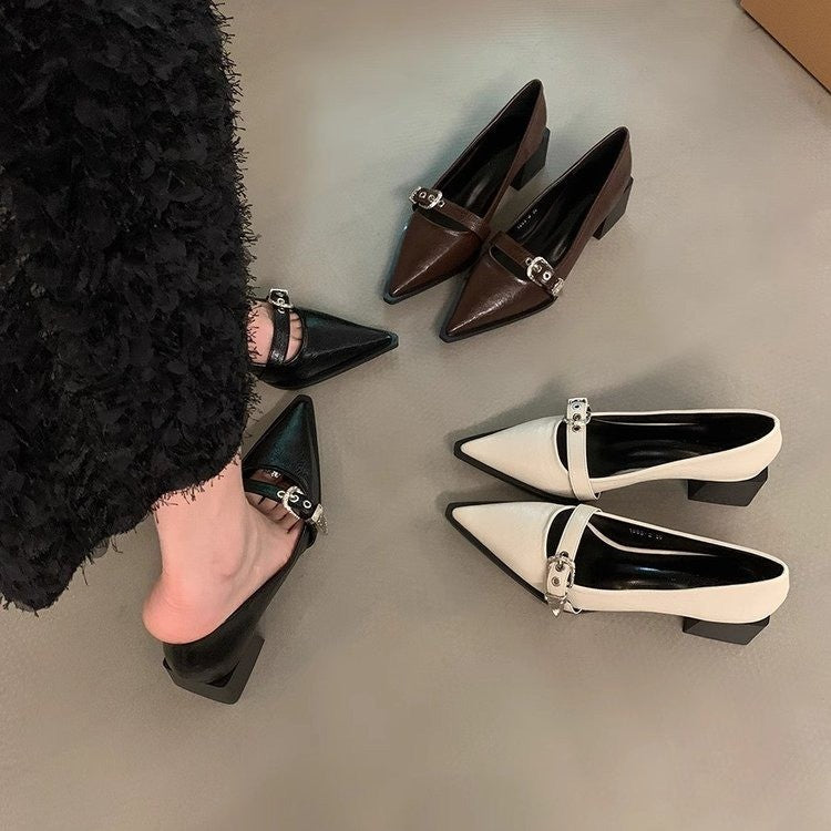 Zapatos de Tacón Bajo con Hebilla Elegantes