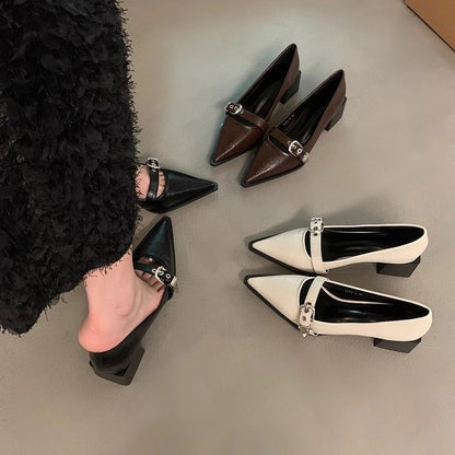 Zapatos de Tacón Bajo con Hebilla Elegantes