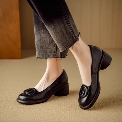 Zapatos casuales de piel suave con plataforma y estilo francés retro