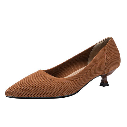 Zapatos de punto con suela suave y tacón medio, elegantes