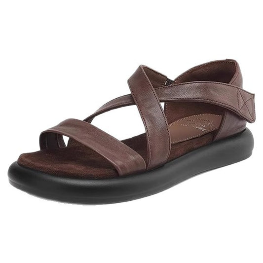 Sandalias tipo gladiador de piel genuina suave
