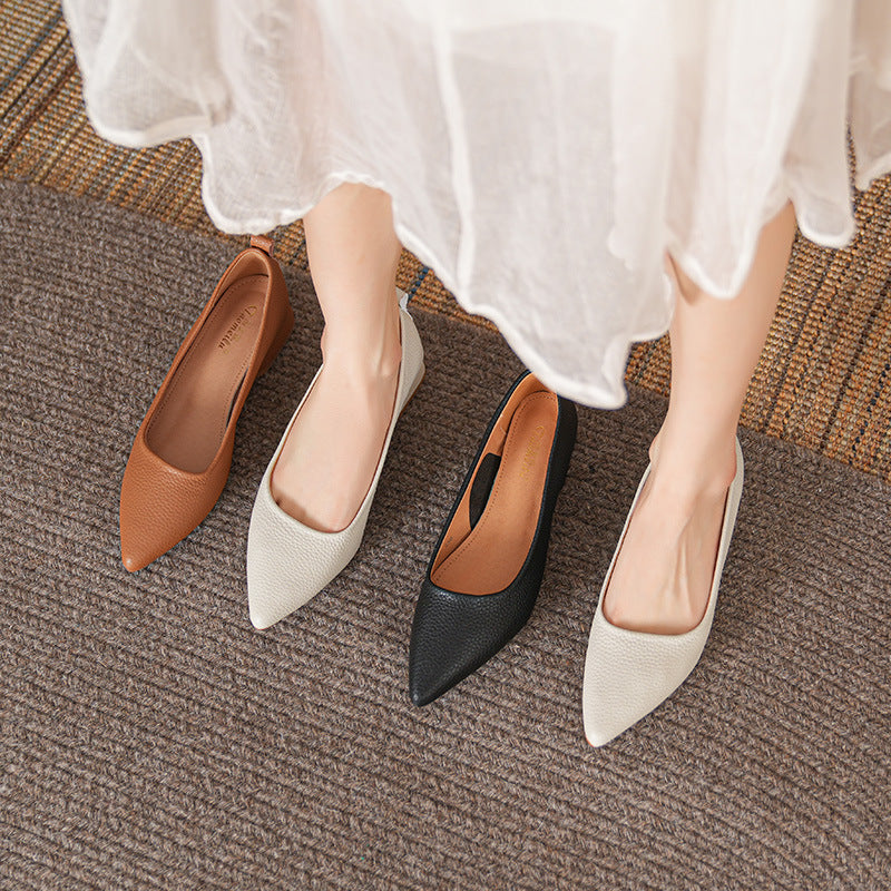 Tacones Bajos de Punta Fina para Mujer