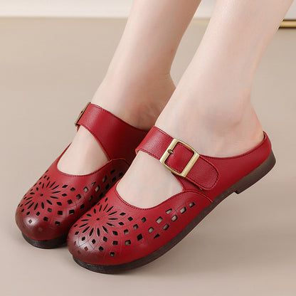 Zapatos de piel genuina con agujeros y suela suave
