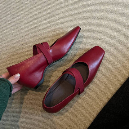 Zapatos de piel estilo ballet con banda elástica