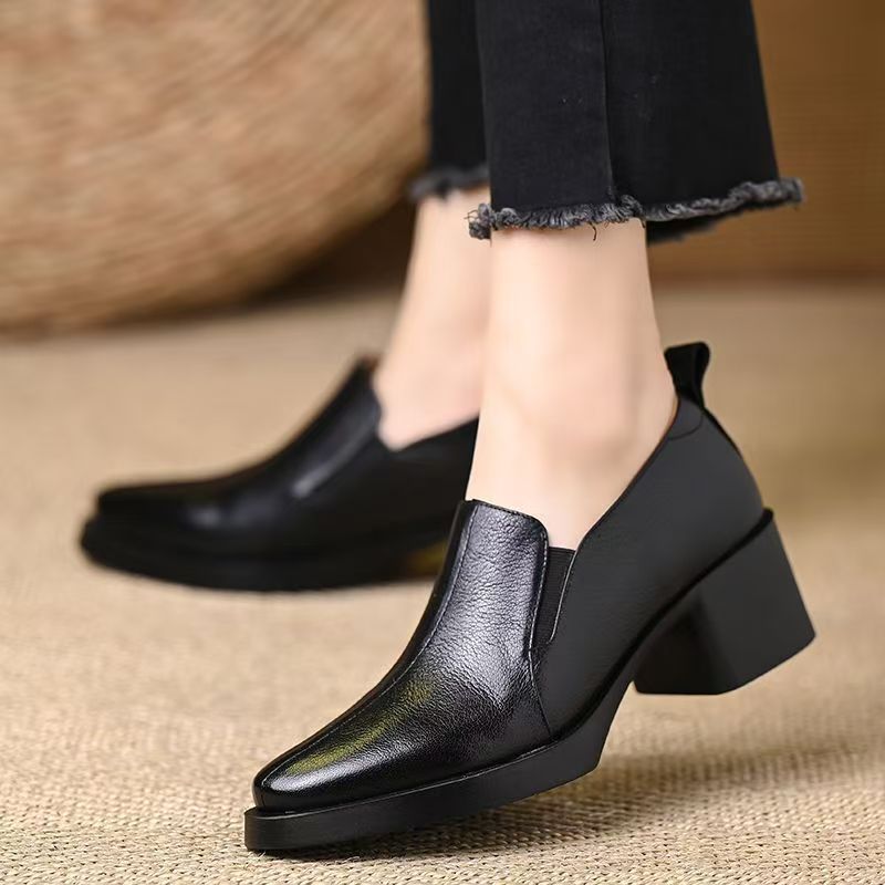 Zapatos de Piel｜Tacón Grueso y Cómodo
