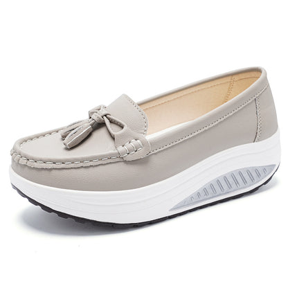 Zapatos casuales de plataforma de cuero de corte bajo