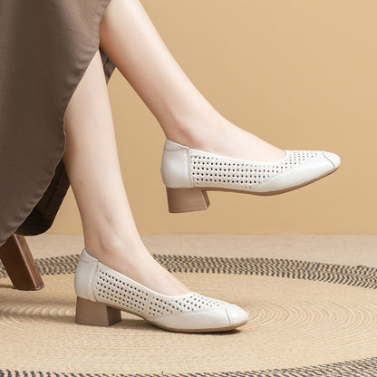 Zapatos de piel genuina de corte bajo para mujer – Nuevo