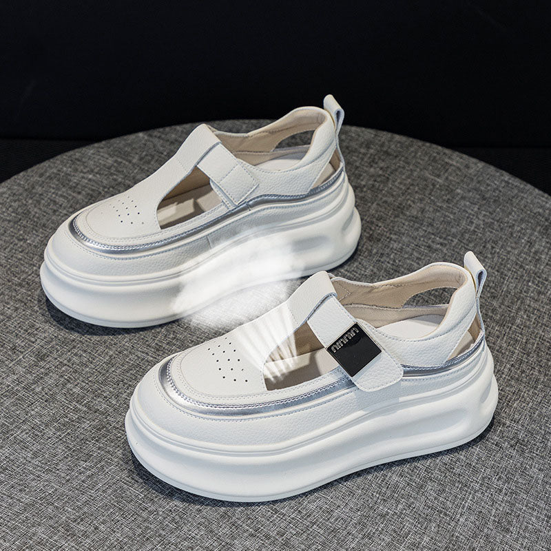 Mocasines de piel genuina con plataforma