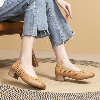 Zapatos de piel genuina de corte bajo para mujer – Nuevo