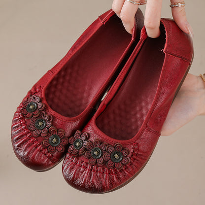 Zapatos étnicos – punta redonda, corte bajo, suela plana