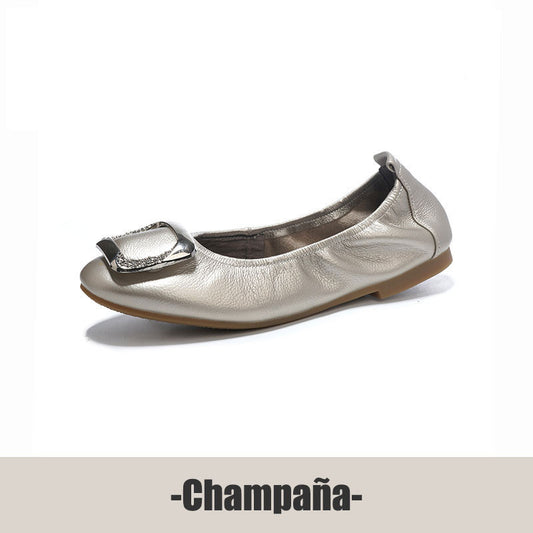 Zapatos casuales de piel de res de primera capa con suela suave