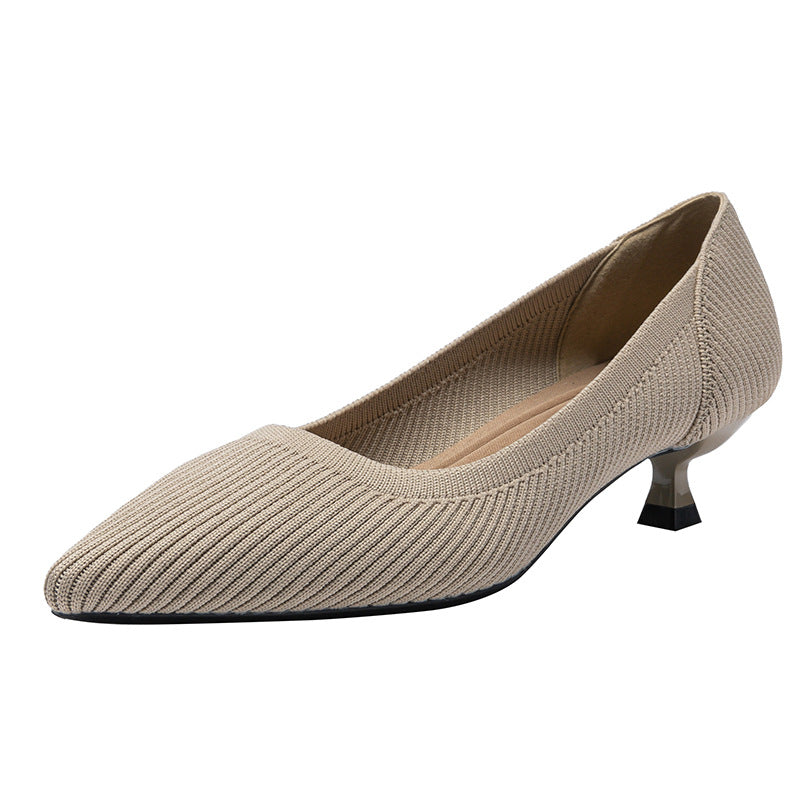 Zapatos de punto con suela suave y tacón medio, elegantes