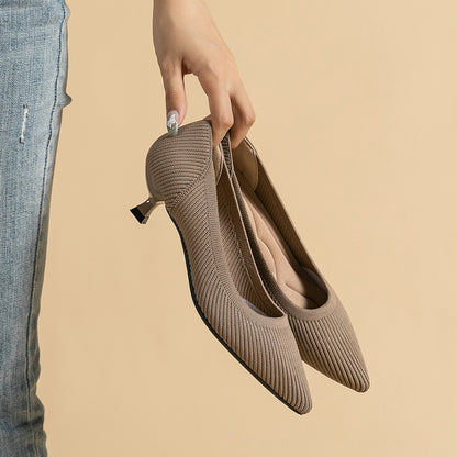 Zapatos de punto con suela suave y tacón medio, elegantes