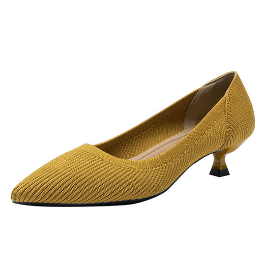 Zapatos de punto con suela suave y tacón medio, elegantes