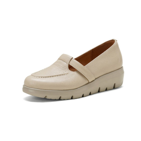 Zapatos de piel suave con plataforma y tacón de cuña