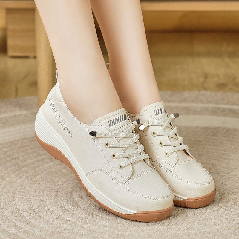 Zapatos de plataforma de cuero con suela blanda