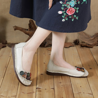 Zapatos de piel – punta redonda, suela flexible, mujer