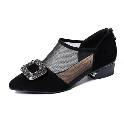 Zapatos de malla transpirable – tacón grueso