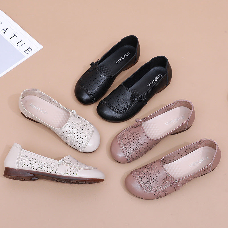 Zapatos de suela suave de goma flexible con perforaciones